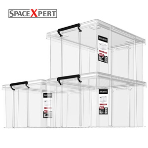 <b>Plastic</b> Storage <b>Box</b> Transparent Rectangle <b>Large</b> Capacity For Clothes Snacks Toys Household Use 25L To 108L - Product Image 3