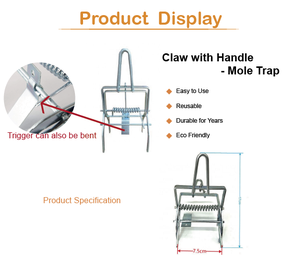 Trampa para Topos de Metal Galvanizado Sólido para Jardín y Granja, Ecológica, con Garras para Control de Topos y Ratones - Product Image 2