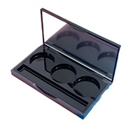 Étui à fards à paupières rectangulaire noir mat vide à 3 compartiments, palette de voyage 3 couleurs, illuminateur/fard à joues/correcteur, miroir compact