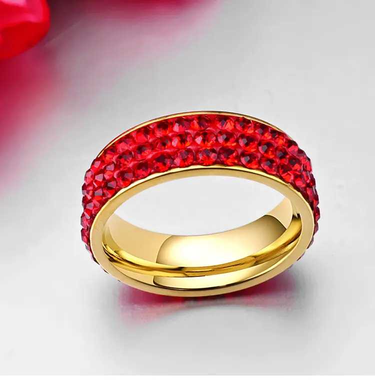 European and American stainless steel jewelry all mud stick diamond ring full diamond ring men's and women's color ring