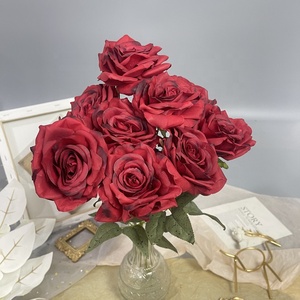 Vente en gros de fleurs de mariage bouquet de fleurs artificielles rosier en soie pour la décoration de mariage - Product Image 1