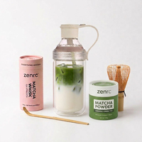 Bouteille shaker à protéines en verre double paroi transparente portable OEM en gros avec filtre pour matcha latte