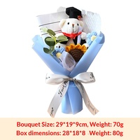 Offre Spéciale Nouveauté Cadeau de Remise de Diplôme Ours en Peluche Fait Main Mini Style Naturel Bouquet Jardin 1987 Fleur Artificielle