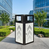 Poubelle extérieure en acier galvanisé MAX MAX-HK403 119,2 L avec cendrier, ouverture latérale et verrouillage pour parcs, rues, hôtels et espaces publics
