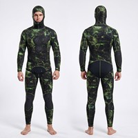 Combinaisons de plongée en néoprène à cellules ouvertes de 7 mm avec capuche, motif camouflage imprimé sur le devant pour hommes