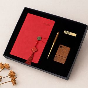 Servicios Corporativos de Cultura China para Empresas: Cuaderno con Grabado, Bolígrafo con Borla, Marcapáginas de Latón, Soporte de Madera, Regalo de Graduación - Product Image 1