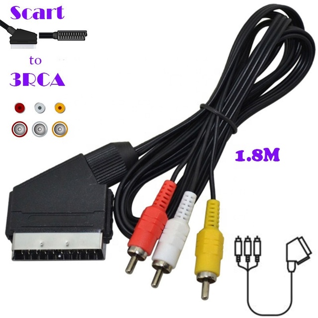 OEM Hot Sale 1.8M Composite AV Video TV Adapter Cable RGB Line Scart to 3 RCA Video Cable for NES Console Accessory...