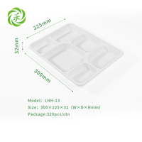 Assiette à 6 compartiments en amidon de maïs biodégradable, écologique, jetable, pour plats à emporter, idéale pour la restauration