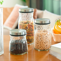 Ensemble de bocaux de conservation en verre avec couvercle en acier inoxydable, hermétiques et à large ouverture, pour le rangement de farine, riz, noix, céréales et pâtes dans la cuisine et le garde-manger