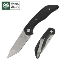 Couteau pliant Bochen Tanto avec clip de poche profond, couteau de poche EDC, manche en plastique, finition Stone Wash, couteau pliant d'extérieur avec clip de poche