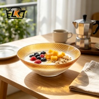 Bol à fruits en verre texturé dégradé doré, plat de service peu profond, centre de table pour la maison, la salle à manger, les mariages, les hôtels, vente en gros, OEM, ODM