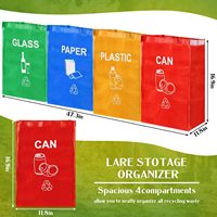 3pcs Sacs à provisions pliants tissés imperméables à l'eau Sacs poubelles séparées pour le tri des déchets Stockage pratique du recyclage