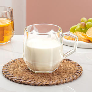 Manico di <span class=keywords><strong>diamante</strong></span> semplice esagono tazza di caffè domestico e tazza di acqua con accompagnamento bicchieri di vetro regalo all'ingrosso - Product Image 5