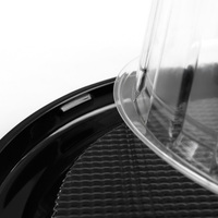 Plateau jetable noir avec couvercle en dôme transparent, boîte à gâteau ronde en plastique, plateau à dessert, récipient écologique pour boutique de desserts