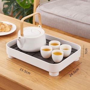 Plateau à thé carré moderne de style japonais avec réservoir d'eau, en plastique PP, multifonctionnel, durable, plateau de rangement pour salon - Product Image 6