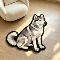 Tapis personnalisé pour animaux de compagnie, tapis en peluche en forme de chien irrégulier, tapis décoratif personnalisé avec portrait d'animal, cadeau pour les amoureux des animaux