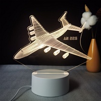 Veilleuse romantique en forme d'avion à illusion 3D créative avec base tactile LED pour décorer les cadeaux d'anniversaire