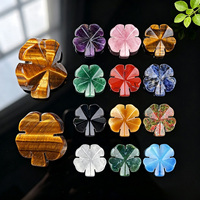 Ornement de poche porte-bonheur en pierre précieuse sculptée en cristal naturel trèfle à quatre feuilles, vente en gros