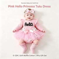 Ensemble de vêtements pour bébé fille nouveau-né avec logo personnalisé, body en tricot gaufré à lettres, jupe tutu en tulle, cadeau de naissance, 0-6 mois