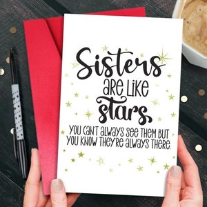 Tarjeta de felicitación personalizada para hermana, mejor amiga, agradecimiento, patrón de estrellas navideñas - Product Image 3