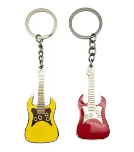 Custom band logo mini guitar key chain metal team members collection musical instruments key holder laser logo