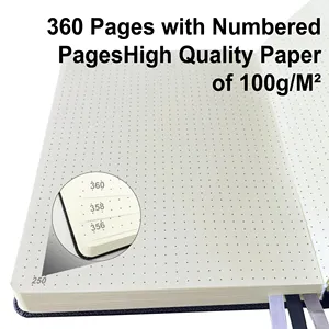 Carnet ligné A5, 360 pages, couverture en PU, papier premium 100 g/m², lignage collège, pour hommes et femmes, usage scolaire et professionnel - Product Image 3