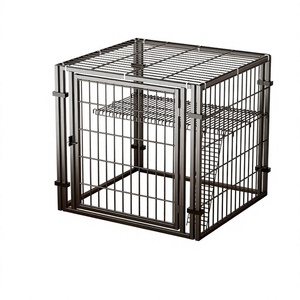 Corral <span class=keywords><strong>para</strong></span> Gatos con Cubierta Negra, Plataforma y <span class=keywords><strong>Escalera</strong></span>, 4 Paneles de Hierro con Recubrimiento en Polvo, <span class=keywords><strong>para</strong></span> Gatitos y Mascotas Pequeñas, <span class=keywords><strong>para</strong></span> Interiores y Apartamentos - Product Image 1