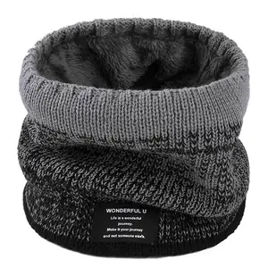 HZW-23051 Winter Warm Brushed Knit Neck Warmer Circle Wrap Loop Snood Outdoor Ski Climbing Scarf For Men Women