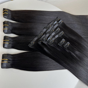 Pu <span class=keywords><strong>Clip</strong></span> en 100% extensión de cabello humano indio virgen cabello liso Natural última invención <span class=keywords><strong>Clip</strong></span> sin costuras en <span class=keywords><strong>extensiones</strong></span> de cabello - Product Image 1