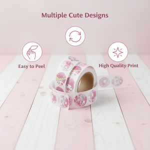 Pink My Melody cartoon sticker roll in Instagram style, perfect for decorating journals and diaries. Cute, high-quality round se - Product Image 2
