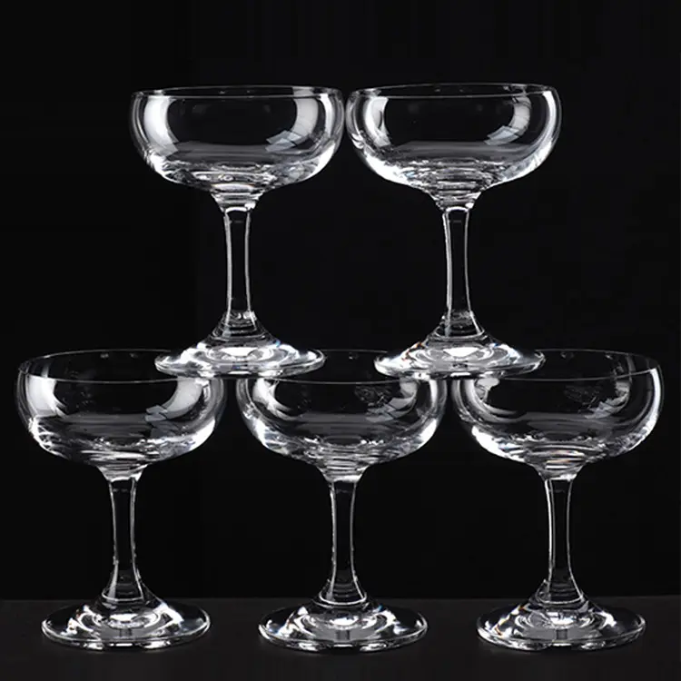 clear crystal Wide bowl Champagne Glass bar Tower Glass Wide Mouth Champagne Bowl Stacked Champagne Sparkling Glass