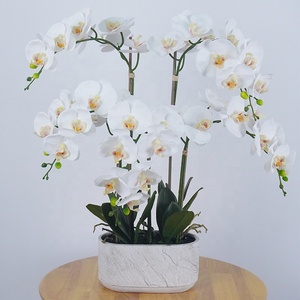 Oh nghệ thuật phong cách hiện đại lụa phong lan nhân tạo với nồi gốm trắng cho đám cưới trang trí nội thất - Product Image 4