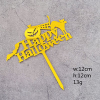 MOYI Halloween Acryl-Kuchenaufsatz mit individuellem Druck, Kürbis, Fledermaus, Skelett, Kuchendekoration für Halloween-Party