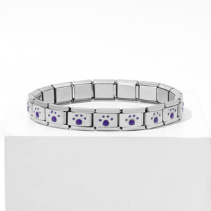 Estilo de moda, gran oferta, abalorios italianos chapados en oro DIY, pulsera de acero inoxidable de una sola pieza, corazón, doble piedra preciosa de melocotón para mujer - Product Image 5
