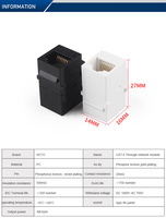 Módulo Keystone de Red RJ45 CAT5E UTP OEM con Conexión Estable y Acoplador en Línea Blanco/Negro Modelo TJ CST.5E