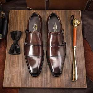 Zapatos de Vestir de Cuero Genuino Negro para Hombre, con Hebilla y Punta Puntiaguda, para Oficina y Uso Profesional - Product Image 1