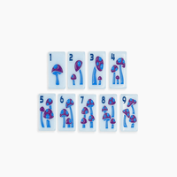 Ensemble de tuiles de mahjong américaines en acrylique à quatre couches, motif botanique bleu, œuvre d'art personnalisée pour les cadeaux en gros et les détaillants de jeux