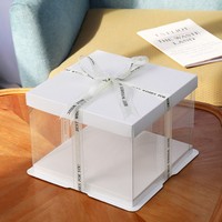 Boîte à gâteau de mariage transparente de luxe, haute, en plastique, personnalisable, vente en gros, boîte de transport pour gâteau d'anniversaire, emballage de gâteaux sur mesure