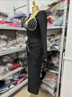 LS2672 Luxus Qualität Damenbekleidung Neu Sexy Langarm Diamant Partykleid Perlen Diamant Bandage Kleid
