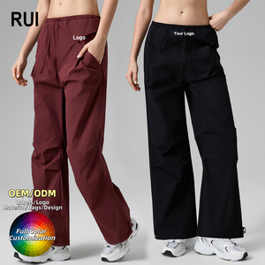 RUIQUWIN Wholesale Women's Wide Leg <b>Yoga</b> <b>Pants</b> Loose Fit <b>Baggy</b> Gym Trousers Custom OEM Factory Breathable Quick Dry - Product Image 1