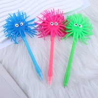 Stylo Bille Anti-Stress en Caoutchouc Orange Personnalisé, Design Créatif, Mignon et Adorable, Tête de Monstre Pieuvre Pelucheuse