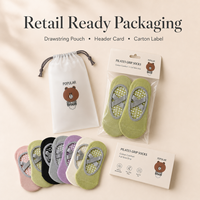 Chaussettes de Pilates antidérapantes en coton à marque privée avec points en silicone sur toute la semelle, chaussettes personnalisées avec logo pour la vente au détail en studio