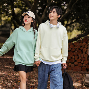เสื้อฮู้ดโอเวอร์ไซส์แบบยูนิเซ็กซ์ สีพื้น ผ้าฝ้าย สวมใส่สบายๆ สำหรับฤดูใบไม้ร่วง แบบถัก ระบายอากาศได้ดี มีกระเป๋า - Product Image 1