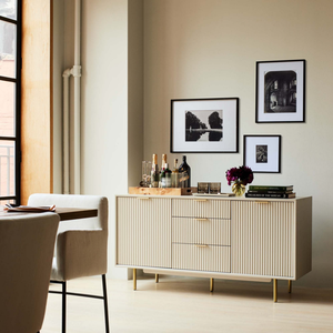 家居客厅家具现代自然木质3抽屉储物餐具柜自助餐柜 - Product Image 4