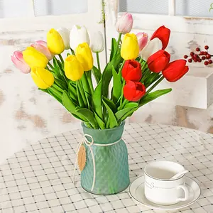 Enkele high-end pu voelen tulip kunstmatige bloem bloemen decoratie