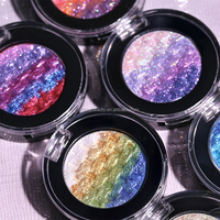 Palette de fards à paupières scintillants à 7 couleurs changeantes avec logo personnalisé, effet arc-en-ciel duochrome, palette de fards à paupières pressés individuels, étiquette privée
