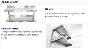 Estante de Almacenamiento de Cocina Comercial de Acero Inoxidable de Alta Calidad Heavybao, de 2 Niveles Ajustables, para Montar en la Pared - Product Image 4