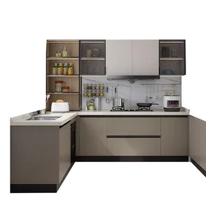 RTA Modern Europe Home Kitchen Furniture Original Solid Wood Kitchen Cabinets Grey Grey Brown Housing Combination Kitchen Units