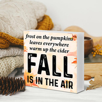 1 plaque décorative carrée en PVC imprimée UV sur le thème de l'automne, style ferme, pour table, ornement de maison pour Thanksgiving