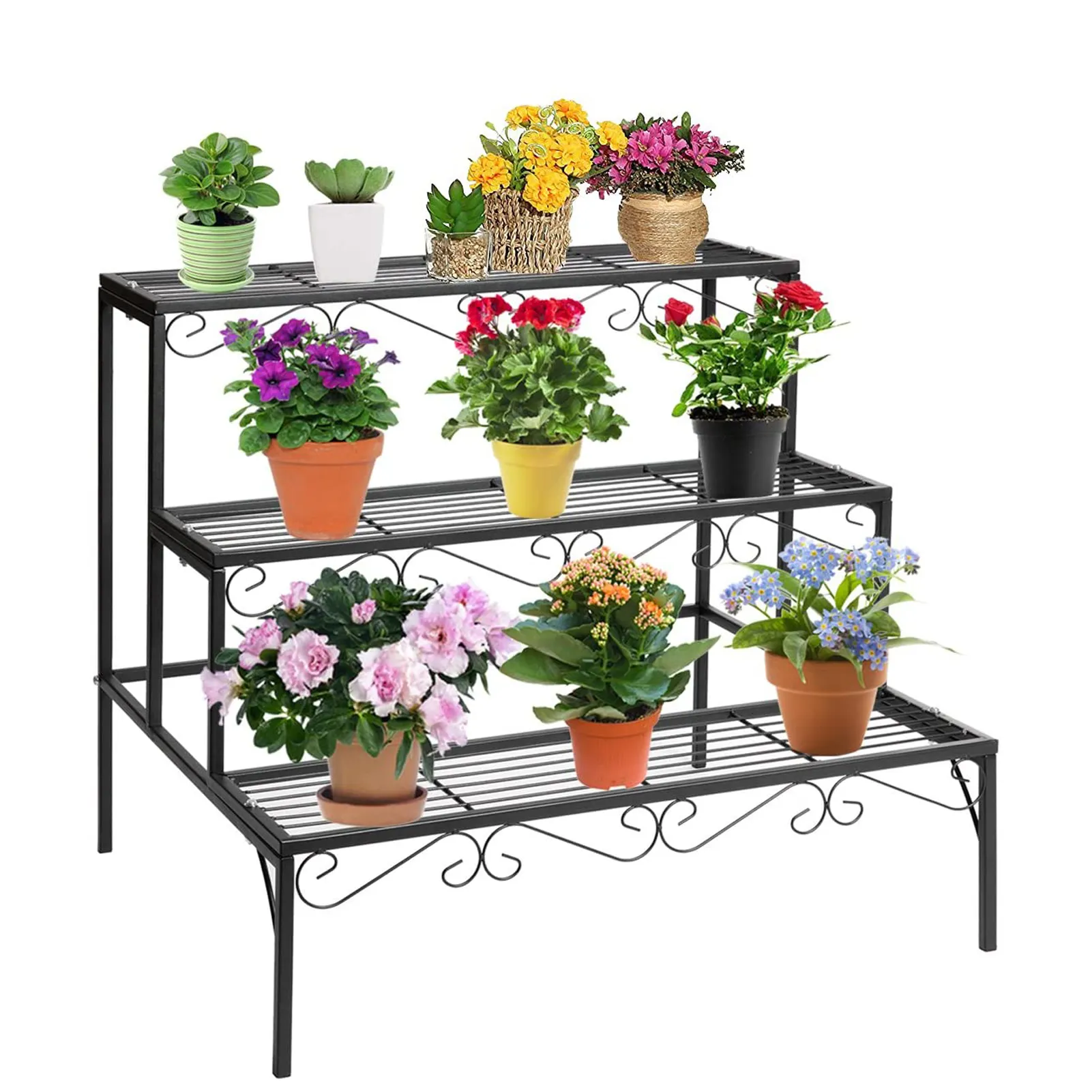 Moderne Metalen Hoek Schoen Stand Tuinieren Levert Metalen Bloem Pot Rack Opslag Plank 3 Tier Plant Stand